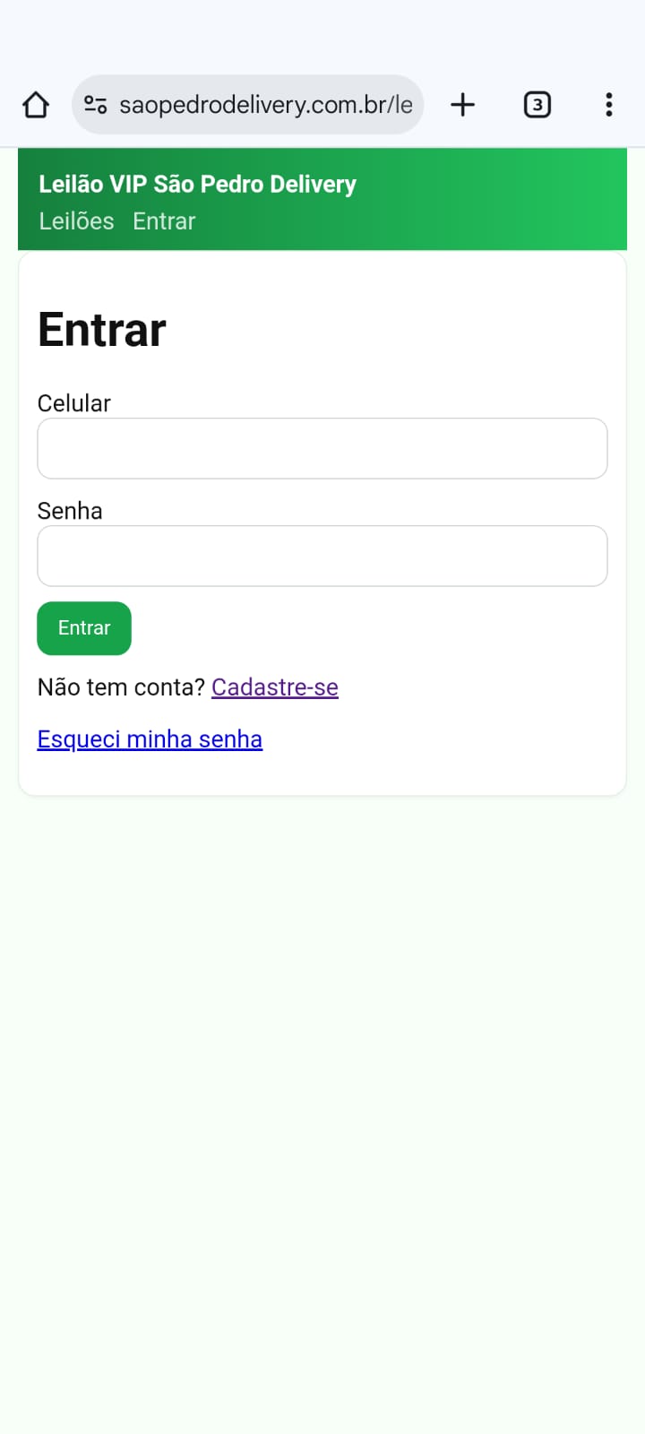 Tela de login